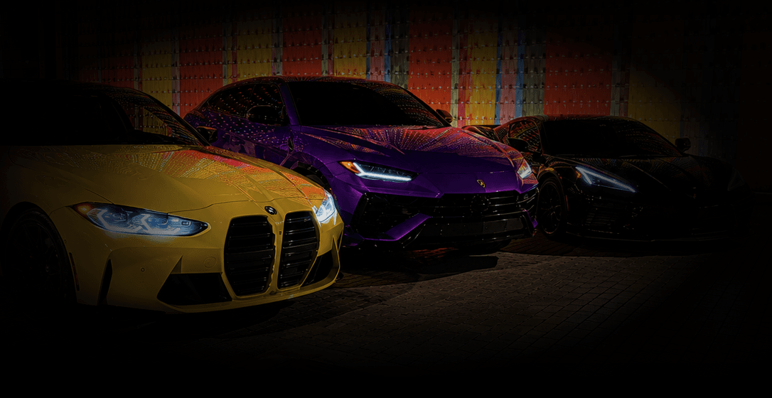 STEEZZ RENTALS fleet — BMW M4, Lamborghini Urus, Corvette